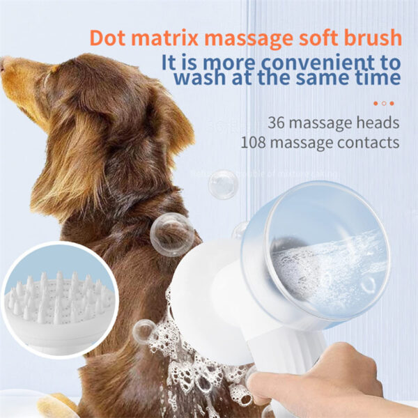 Automatic Foaming Dog Cat Bath Brush Dog Shampoo Brush With Soap Dispenser Electric Pet Grooming Massage Brush Pet Bath Brush Scrubber Comb For Dog Cat Pet Products - Image 7