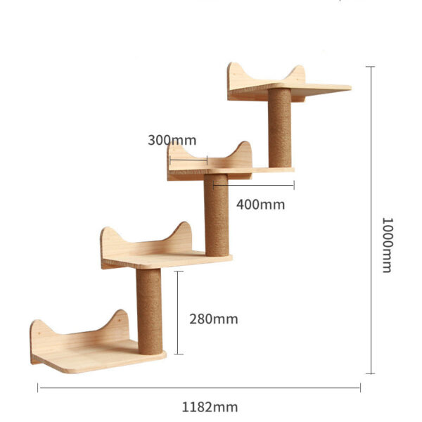 Pet Cat Climbing Frame Wall Type Solid Wood Wall Hanging Platform Ladder Pets Accessories - Image 5