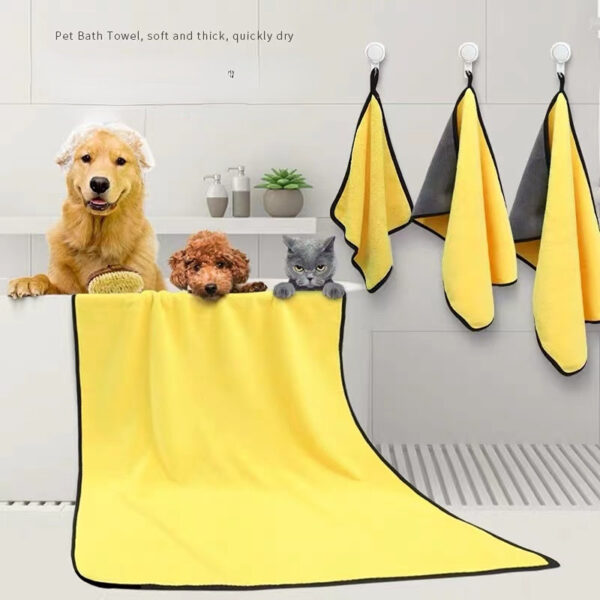 Dog Towels For Drying Dogs Drying Towel Dog Bath Towel, Quick-drying Pet Dog And Cat Towels Soft Fiber Towels Robe Super Absorbent Quick Drying Soft Microfiber Pet Towel For Dogs, Cats Yellow - Image 5