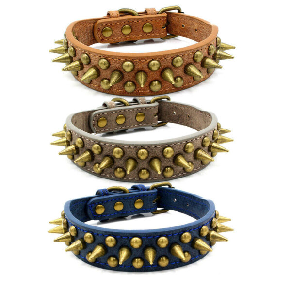 Retro Studded Spiked Rivet Large Dog Pet Leather Collar Pit Bull S-XL - Image 3