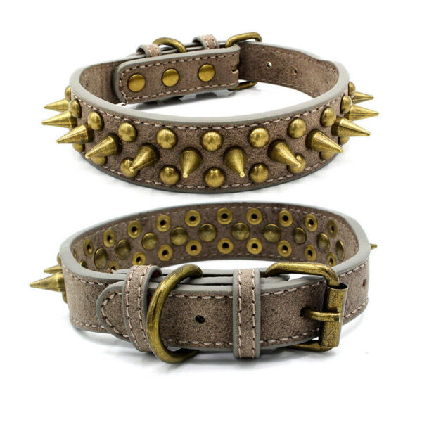 Retro Studded Spiked Rivet Large Dog Pet Leather Collar Pit Bull S-XL - Image 4