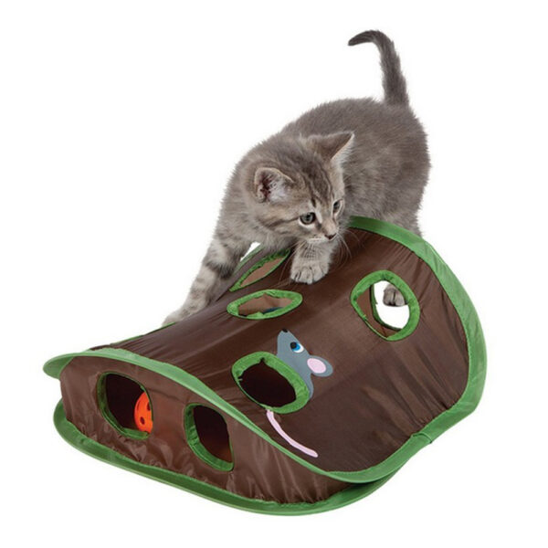 Cute Pet Cat Interactive Hide Seek Game 9 Holes Tunnel Mouse Hunt Intelligence Toy Pet Hidden Hole Kitten Foldable Toys - Image 2