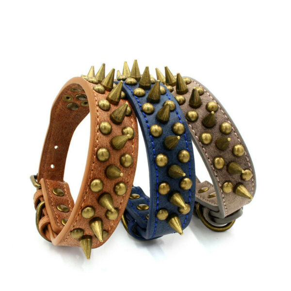 Retro Studded Spiked Rivet Large Dog Pet Leather Collar Pit Bull S-XL - Image 2